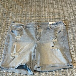 Maurices Light Blue Distressed Denim Shorts